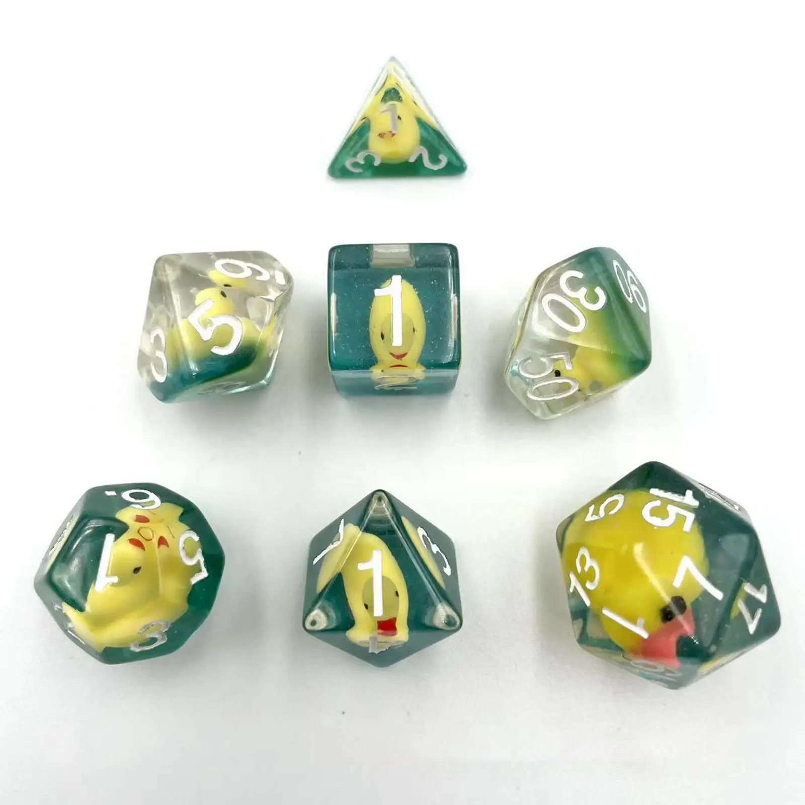 7 Pieces Acrylic Polyhedral Dices Set Bar Toys Filled with Ducks D4-D20 for
7 Pieces Acrylic Polyhedral Dices Set Bar Toys Filled with Ducks D4-D20 for