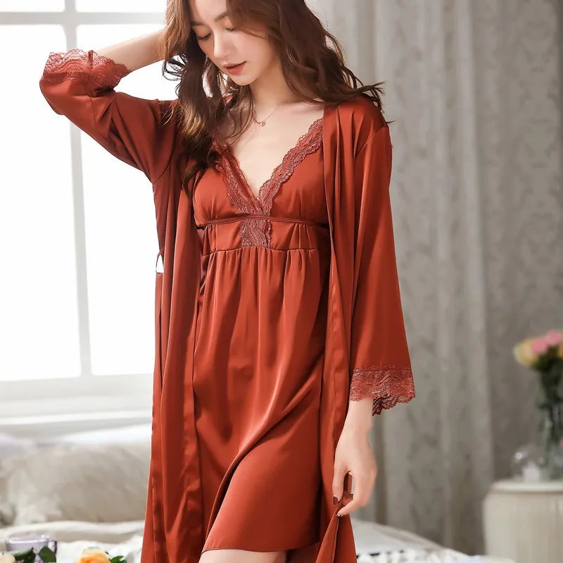 2PCS Women Robe Gown Sets Sexy V-Neck Nightdress Kimono Bathrobe Bride Wedding Lace Lingerie Sleepwear Casual Nightwear Homewear
2PCS Women Robe Gown Sets Sexy V-Neck Nightdress Kimono Bathrobe Bride Wedding Lace Lingerie Sleepwear Casual Nightwear Homewear