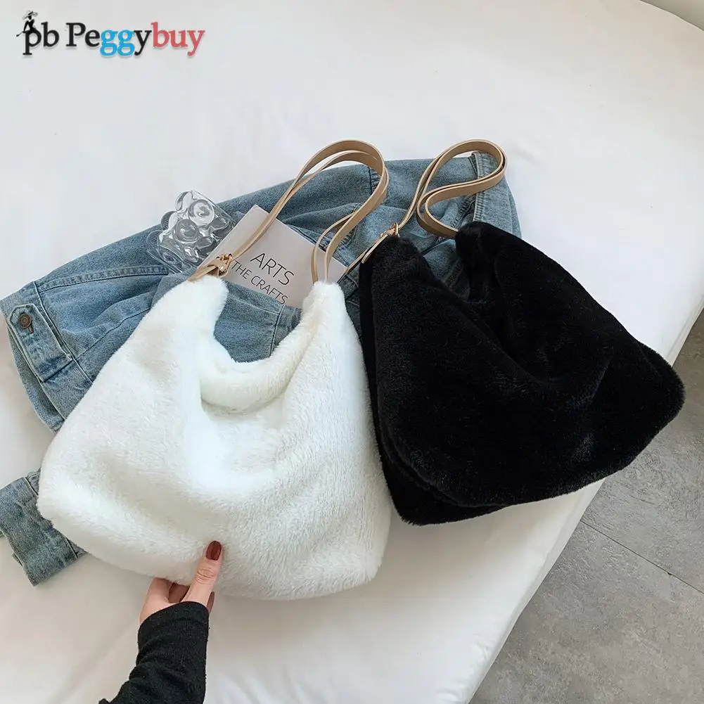Women Plush Double Strap Handbag Warm Soft Fur Fabric Large Capacity Shopping Bags Fluffy Fashion Pure Color Shoulder Bag 2022 
Women Plush Double Strap Handbag Warm Soft Fur Fabric Large Capacity Shopping Bags Fluffy Fashion Pure Color Shoulder Bag 2022