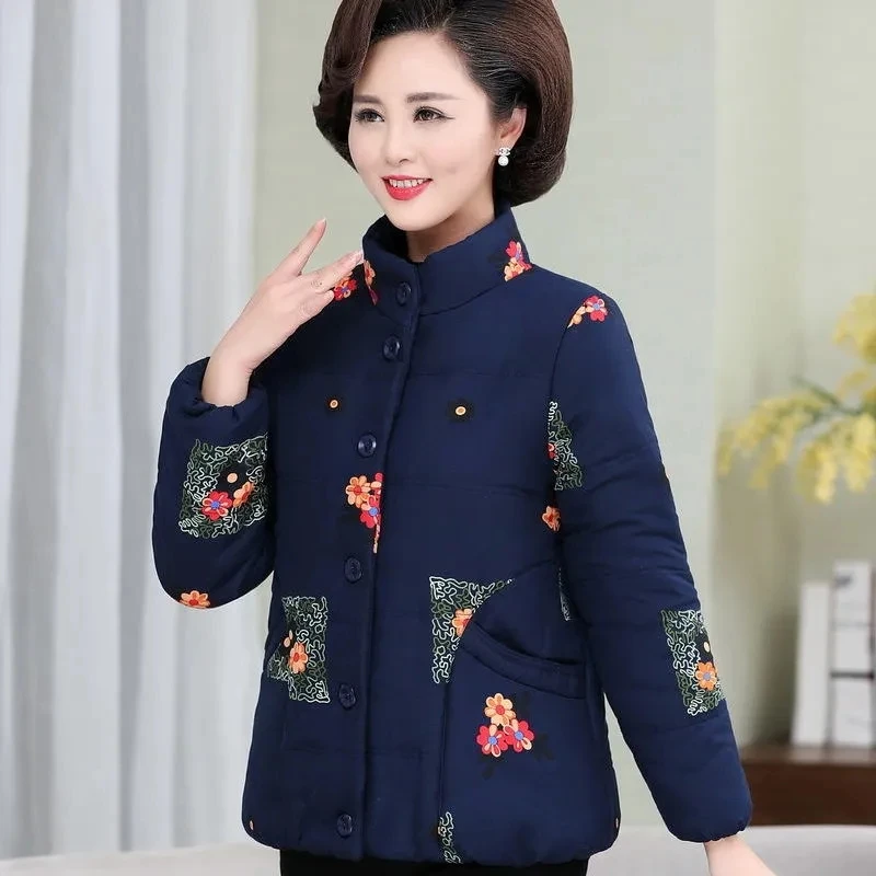 Middle-aged Mother Padded Coat Womens Winter Plus Velvet Thick Warm Cotton Overcoat Printing Large Size Casual Cotton Jacket
Middle-aged Mother Padded Coat Womens Winter Plus Velvet Thick Warm Cotton Overcoat Printing Large Size Casual Cotton Jacket