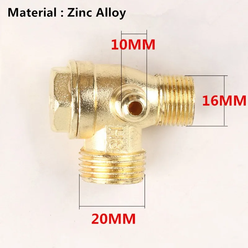 Male Thread 3 Way Metal Air Compressor Check Valve Connect Pipe Fittings Zinc Alloy Aluminum Alloy Brass Gold Silver 20x16x10mm
Male Thread 3 Way Metal Air Compressor Check Valve Connect Pipe Fittings Zinc Alloy Aluminum Alloy Brass Gold Silver 20x16x10mm