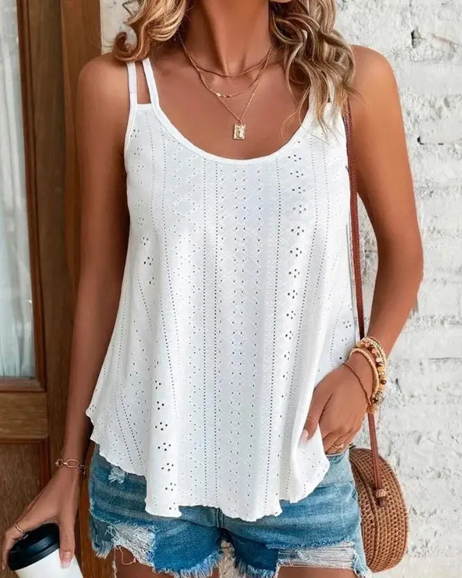 New Fashion Casual Tanks Summer Sleeveless Double Strap Lace Embroidery Tank Top Female Clothing T-Shirts Pullover Tops 
New Fashion Casual Tanks Summer Sleeveless Double Strap Lace Embroidery Tank Top Female Clothing T-Shirts Pullover Tops