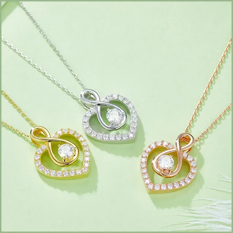 

Ожерелье GOLUCA «Бесконечная любовь», колье со стандартным серебряным сердцем, ожерелье с муассанитом, идеальный подарок для нее