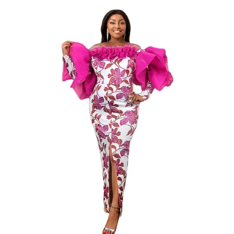 Платье-Макси женское в африканском стиле с рюшами и вырезом лодочкой
Платье-Макси женское в африканском стиле с рюшами и вырезом лодочкой