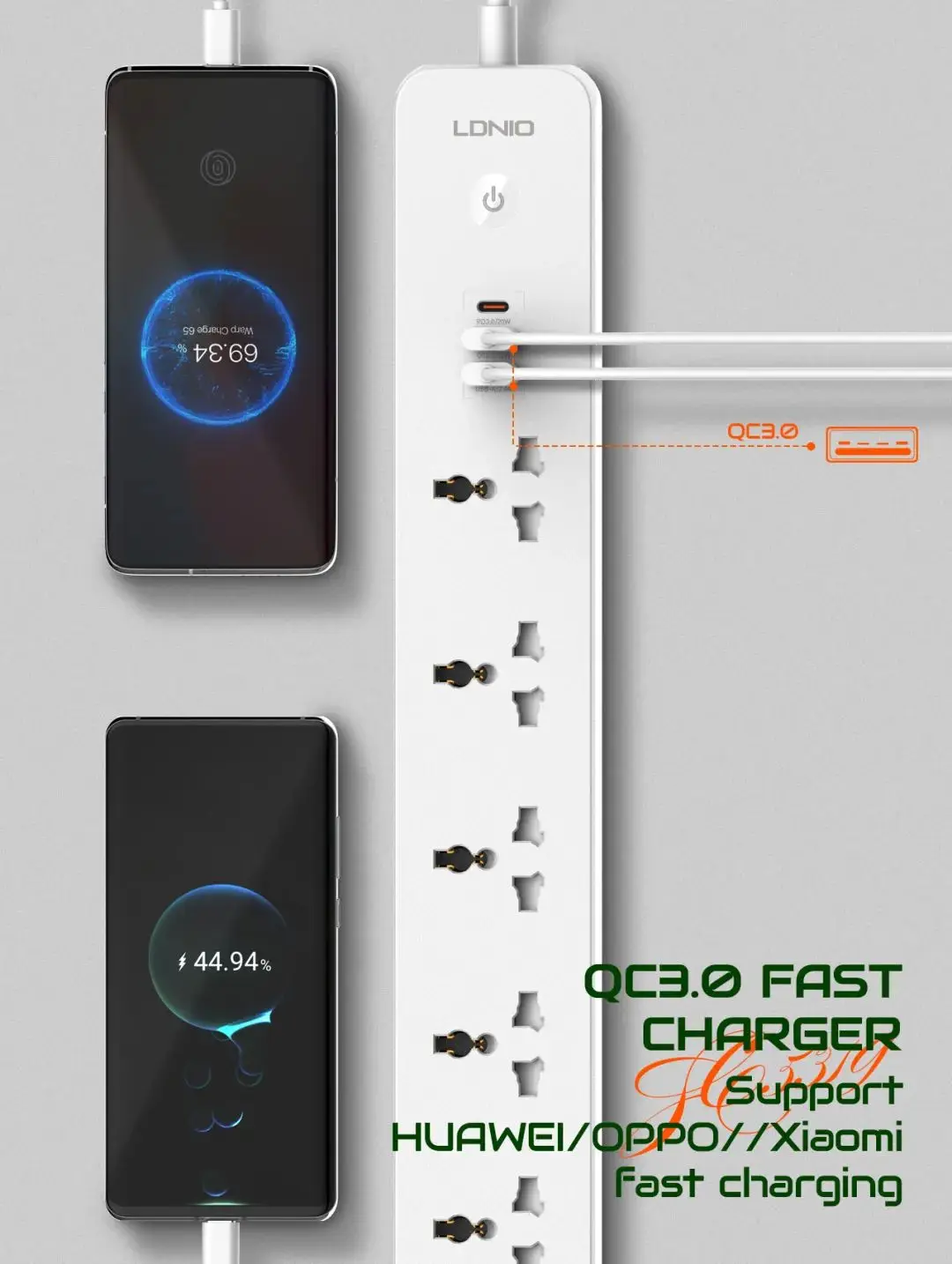 LDNIO Power Strip Universal Adapter 3 USB Outlets 5 AC Ports Socket Plug 2 Meter Length Extension Cord Travel Adapter
LDNIO Power Strip Universal Adapter 3 USB Outlets 5 AC Ports Socket Plug 2 Meter Length Extension Cord Travel Adapter