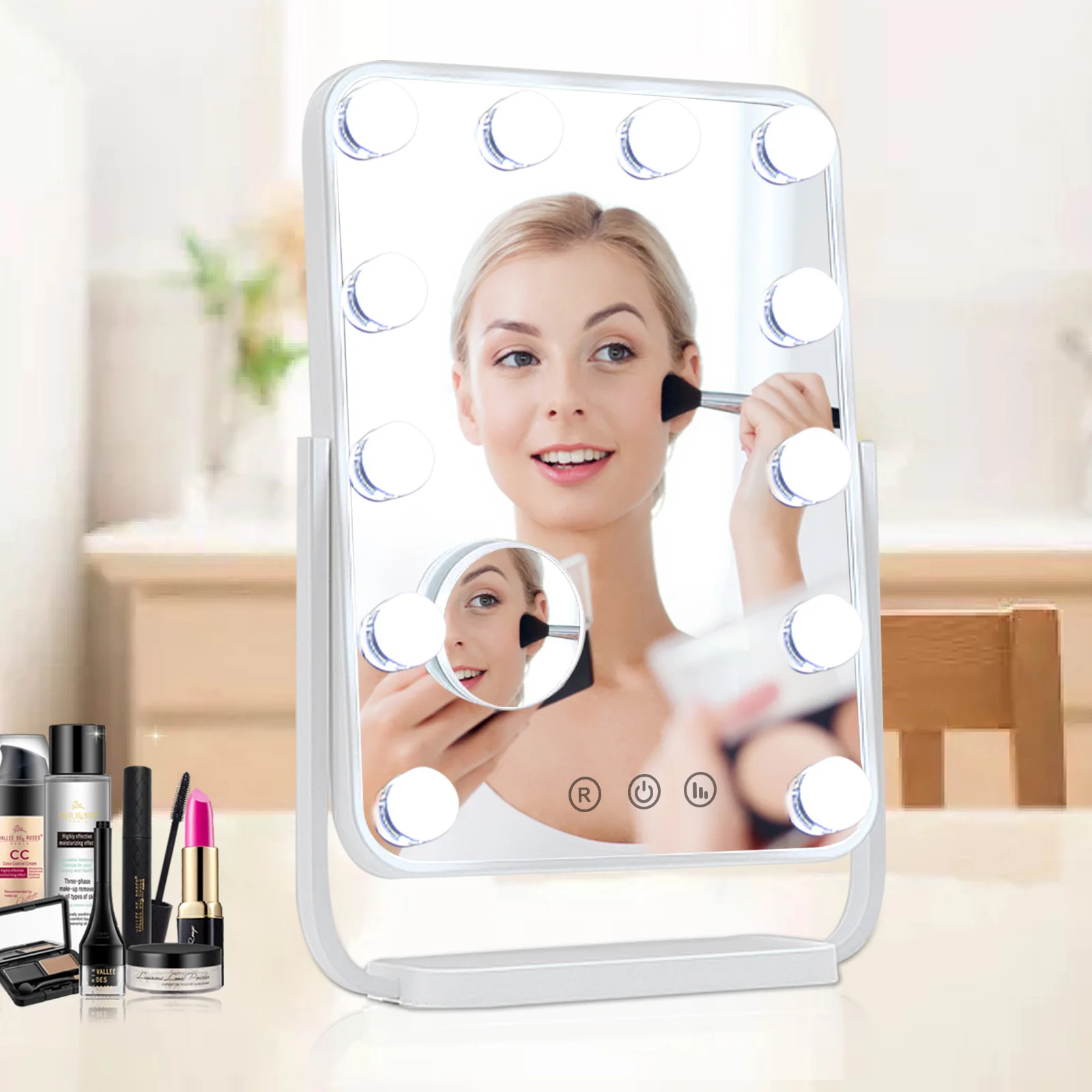 Vanity Mirror with Lights, Lighted Makeup Mirror with 12 Dimmable Bulbs for Dressing Room & Bedroom,3 Color Lighting,Modes Detac
Vanity Mirror with Lights, Lighted Makeup Mirror with 12 Dimmable Bulbs for Dressing Room & Bedroom,3 Color Lighting,Modes Detac