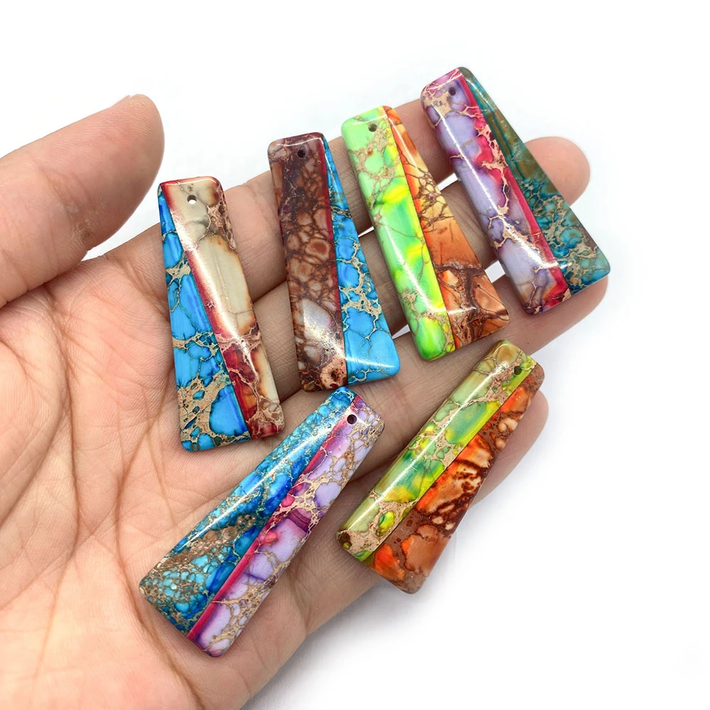 Exquisite Natural Stone Trapezoid Emperor Stone Pendant 16x42mm Charm Fashion Making DIY Necklace Earrings Jewelry Accessories
Exquisite Natural Stone Trapezoid Emperor Stone Pendant 16x42mm Charm Fashion Making DIY Necklace Earrings Jewelry Accessories