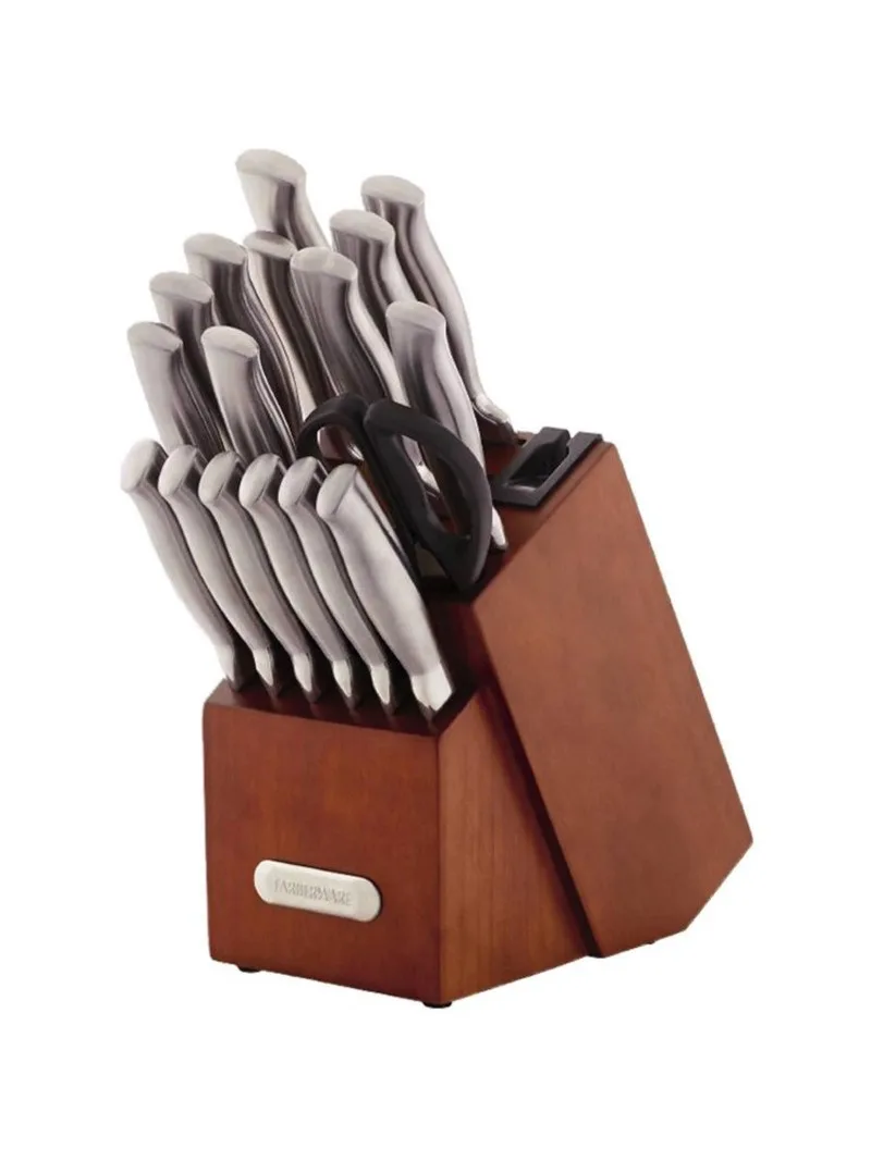 Farberware Edgekeeper® Professional 18-piece Forged Hollow Handle Stainless Steel Knife Block Set with Built-in Edgekeeper®
Farberware Edgekeeper® Professional 18-piece Forged Hollow Handle Stainless Steel Knife Block Set with Built-in Edgekeeper®