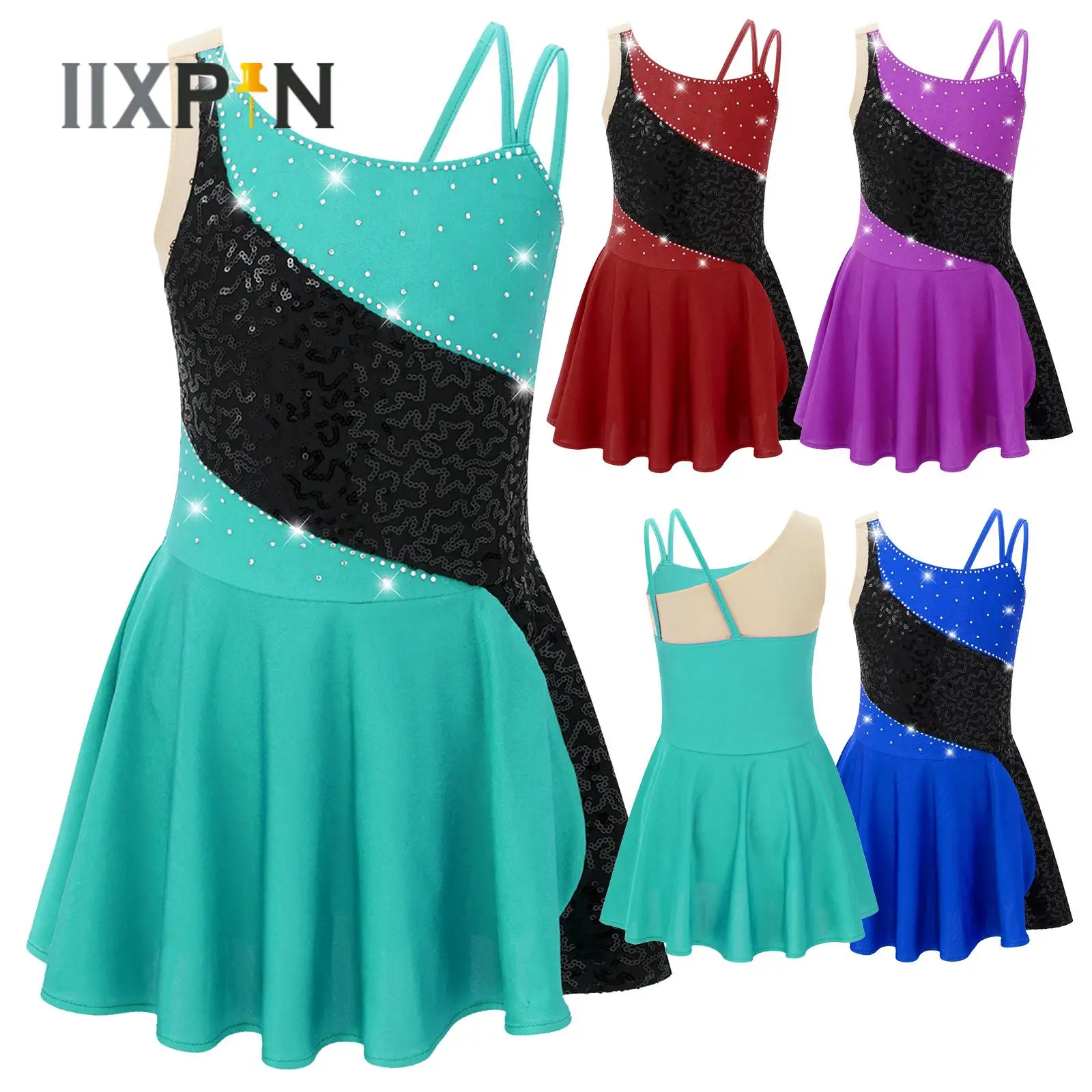 Kids Girls Ballet Dance Gymnastics Leotard Dress Shiny Sequins Sleeveless Round Neck Figure Ice Skating Performance Dancewear
Kids Girls Ballet Dance Gymnastics Leotard Dress Shiny Sequins Sleeveless Round Neck Figure Ice Skating Performance Dancewear