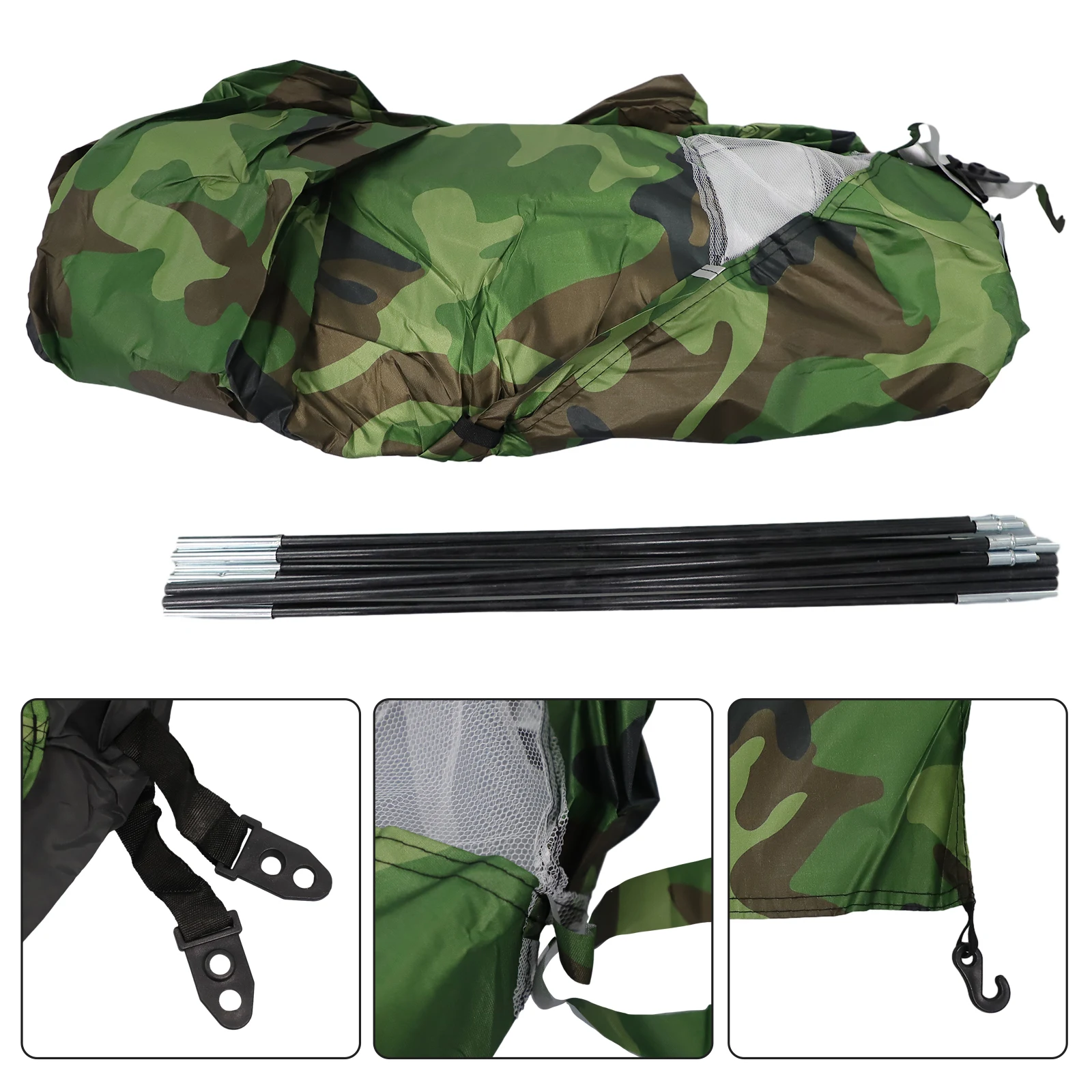 Camouflage Tent 2 Person Garden Tent with Anti UV Coating Water Resistant Polyester Fabric and Mesh Roof for Ventilation
Camouflage Tent 2 Person Garden Tent with Anti UV Coating Water Resistant Polyester Fabric and Mesh Roof for Ventilation