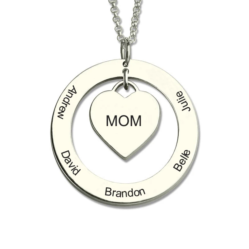 Women's Sterling Silver 925 Chain Custom Name Necklace Love Heart Circle Pendant with Kids Names Necklaces Gift for Mom Mother
Women's Sterling Silver 925 Chain Custom Name Necklace Love Heart Circle Pendant with Kids Names Necklaces Gift for Mom Mother