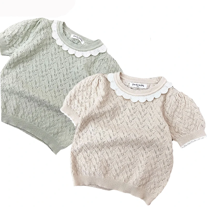 Summer Baby Girls Thin Knitted Sweaters Solid Color Short Sleeve Korean Style Toddlers Children Pullovers Tops Hollow Sweater
Summer Baby Girls Thin Knitted Sweaters Solid Color Short Sleeve Korean Style Toddlers Children Pullovers Tops Hollow Sweater