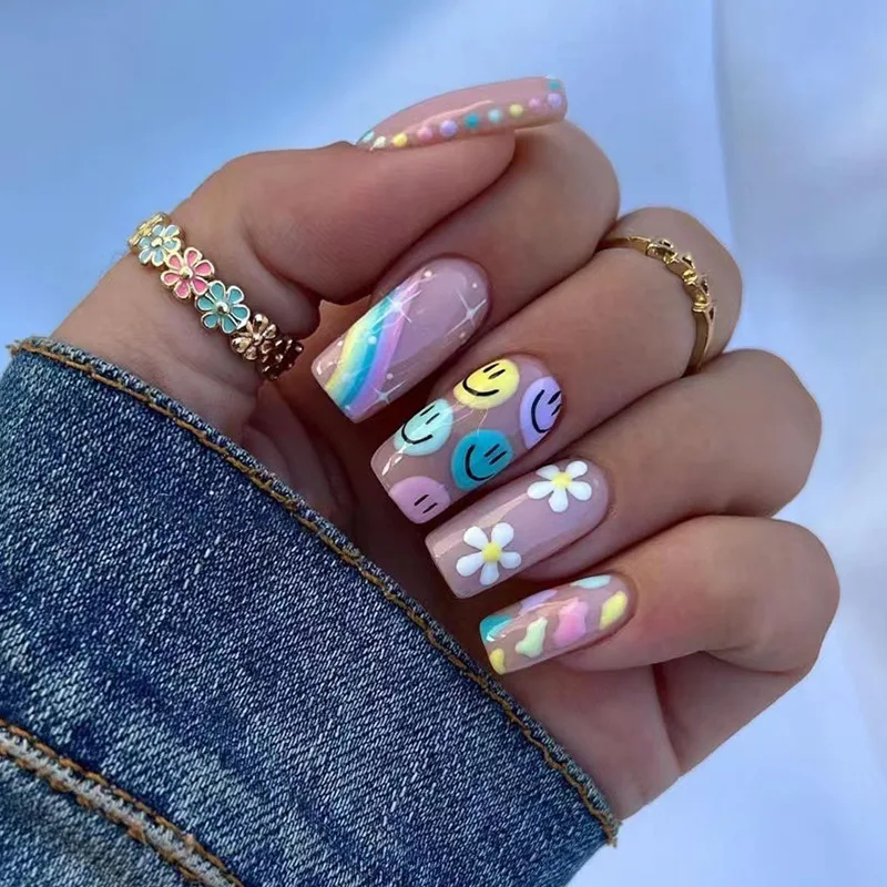 24 шт. короткие милые накладные ногти Радужный цветок пресс на акриловые ногти миндаль накладные ногти полное покрытие накладные ногти с кле...
24 шт. короткие милые накладные ногти Радужный цветок пресс на акриловые ногти миндаль накладные ногти полное покрытие накладные ногти с кле...