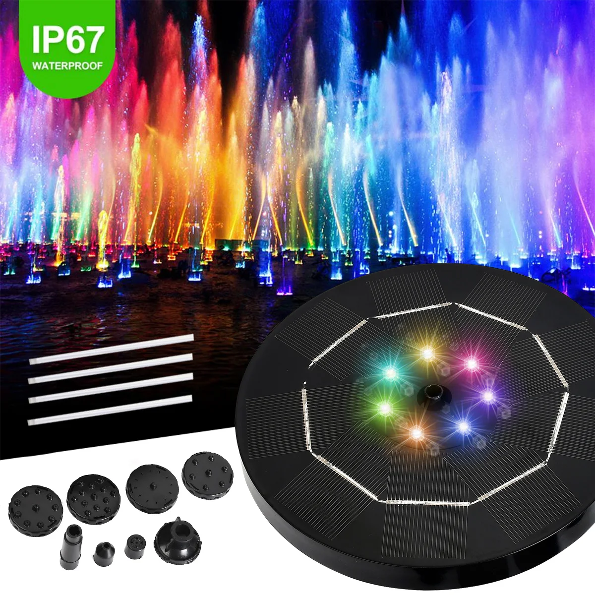 16CM Round Solar Fountain Pump 3.5W Battery Powered Birdbath Fountain with 7LED Colorful Light Floating Garden Water Pump
16CM Round Solar Fountain Pump 3.5W Battery Powered Birdbath Fountain with 7LED Colorful Light Floating Garden Water Pump