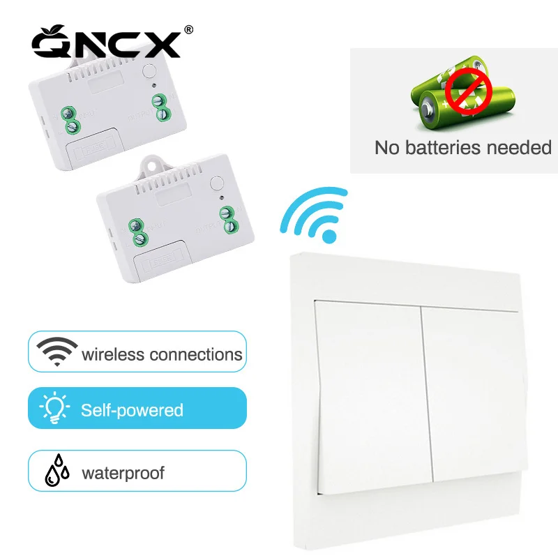 QNCX Self-powered Wireless Switch 2 Gang 2 Way Waterproof Push Button Switch No Battery Remote Control Light Switch Transmitter
QNCX Self-powered Wireless Switch 2 Gang 2 Way Waterproof Push Button Switch No Battery Remote Control Light Switch Transmitter