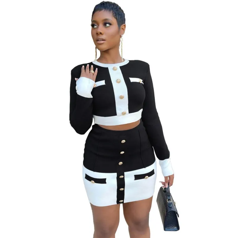 Mini Skirts 2 Piece Sets Women Full Sleeve Crop Tops And Short Skirt Suit Spring New Panelled Button Elegant Office Lady Outfits
Mini Skirts 2 Piece Sets Women Full Sleeve Crop Tops And Short Skirt Suit Spring New Panelled Button Elegant Office Lady Outfits