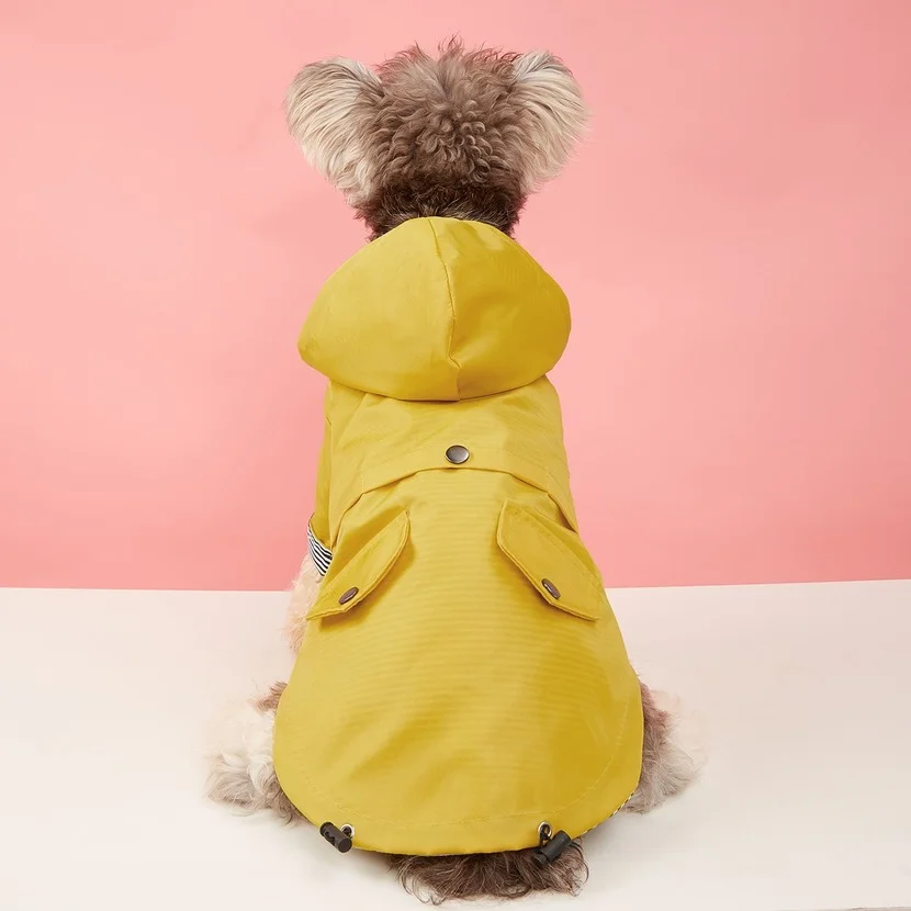 Fashion Pet Dog Raincoat Windproof Rainproof Yellow Puppy Hoodies Jacket Multi-size Suitable for Large Medium Small Clothes | Дом и сад