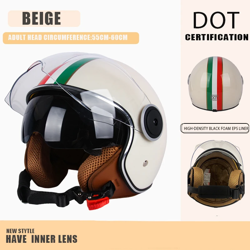 Сертификация DOT Мотоцикл Casco Go Kart Скутер Мотор Ван Мотоцикл Двойные линзы Винтажные шлемы Четыре сезона Гоночный полушлем
Сертификация DOT Мотоцикл Casco Go Kart Скутер Мотор Ван Мотоцикл Двойные линзы Винтажные шлемы Четыре сезона Гоночный полушлем