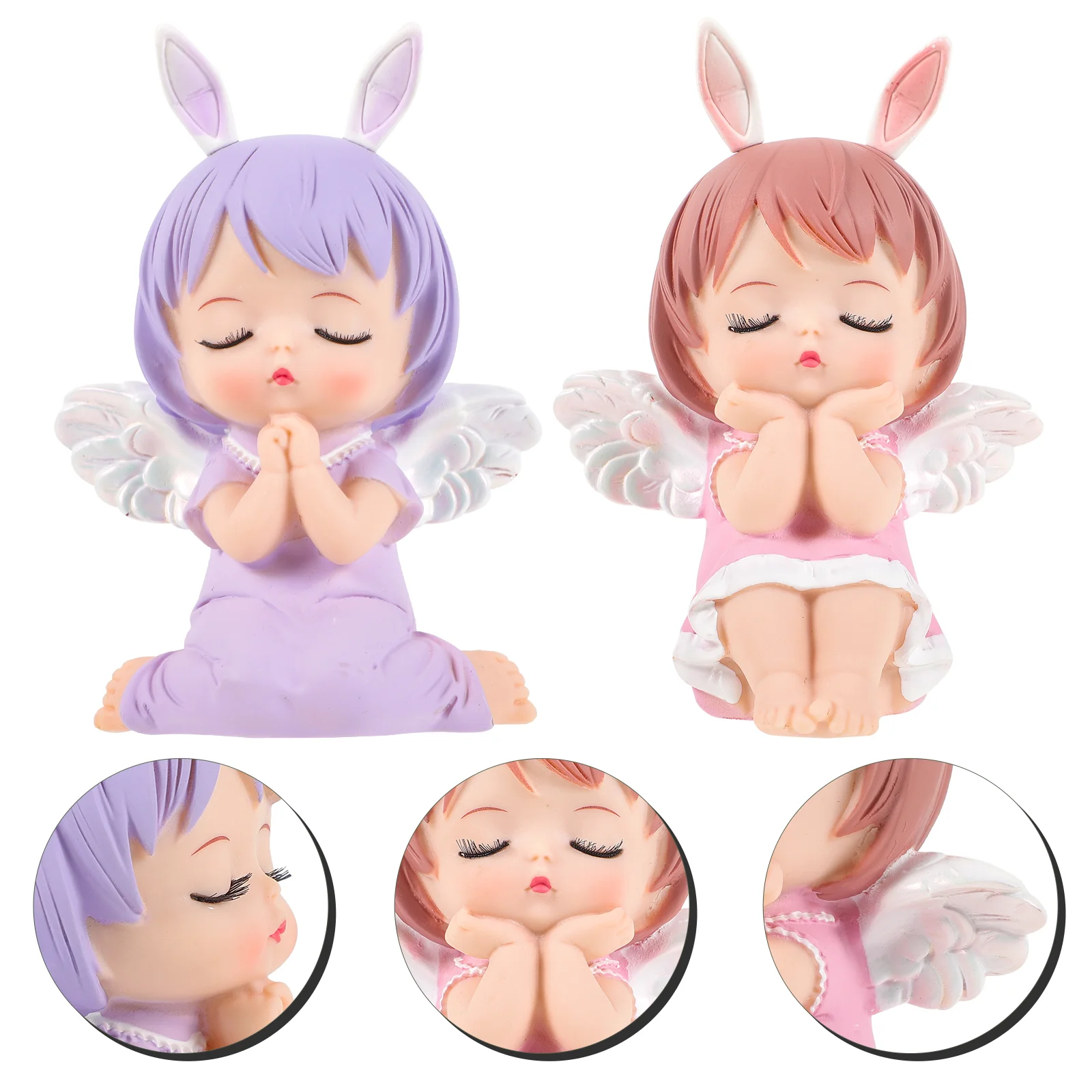 

2 Pcs Annie Cake Decoration Topper Mini Angel Toppers Cupcake Statue Adornment Car Delicate Vinyl Birthday Supply Baby