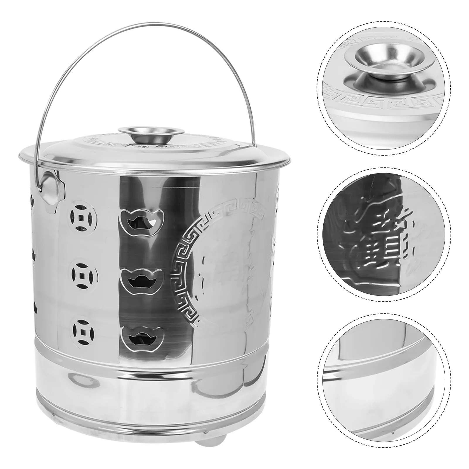 

Fireplace Metal Small Galvanized Trash Can With Lid Large Cauldron Outdoor Bucket for Friends Families Co-worker