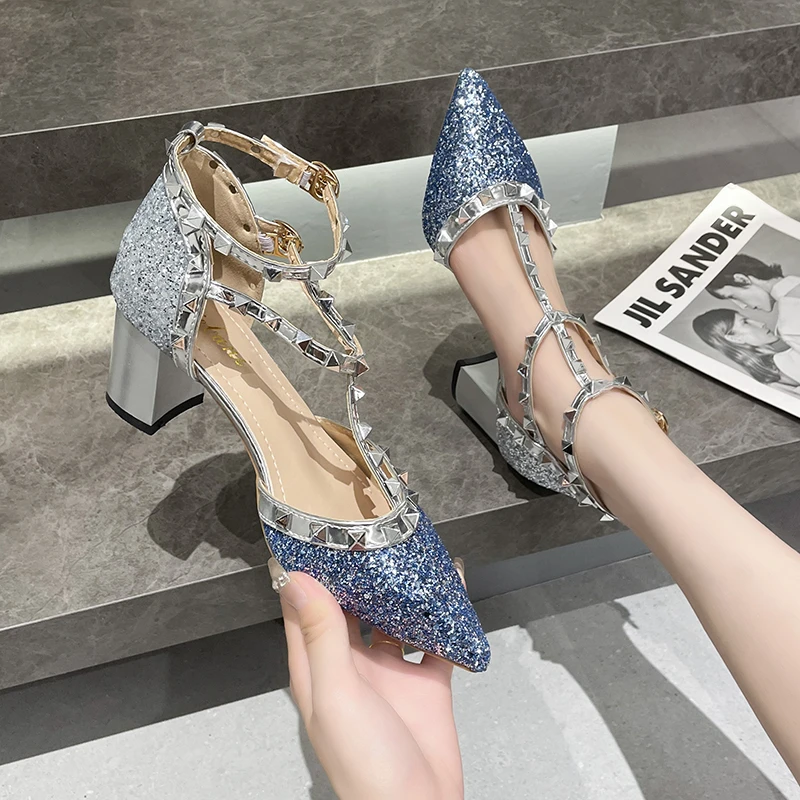 Sequined Cloth High Heels Pumps Women Shoes Summer Shoes Women Fashion Riband Ankle Strap Sandals Women Pointed Party Sandals
Sequined Cloth High Heels Pumps Women Shoes Summer Shoes Women Fashion Riband Ankle Strap Sandals Women Pointed Party Sandals