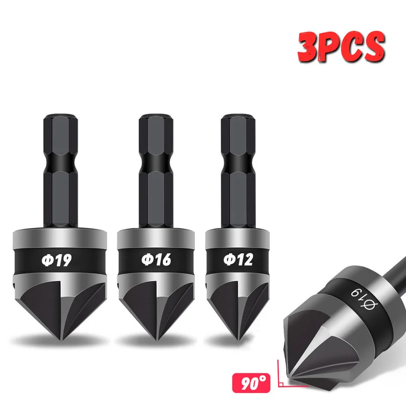 Hex Chamfer Drill Set 90 Degrees Countersink Boring for Woodworking Quick Change Bit Tools Drill Shank Carbon Steel Tools
Hex Chamfer Drill Set 90 Degrees Countersink Boring for Woodworking Quick Change Bit Tools Drill Shank Carbon Steel Tools