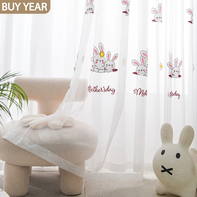 Nordic Curtains for Living Dining Room Bedroom Modern Children's Room Curtain Tulle Rabbit Cartoon Tulle French Window
Nordic Curtains for Living Dining Room Bedroom Modern Children's Room Curtain Tulle Rabbit Cartoon Tulle French Window