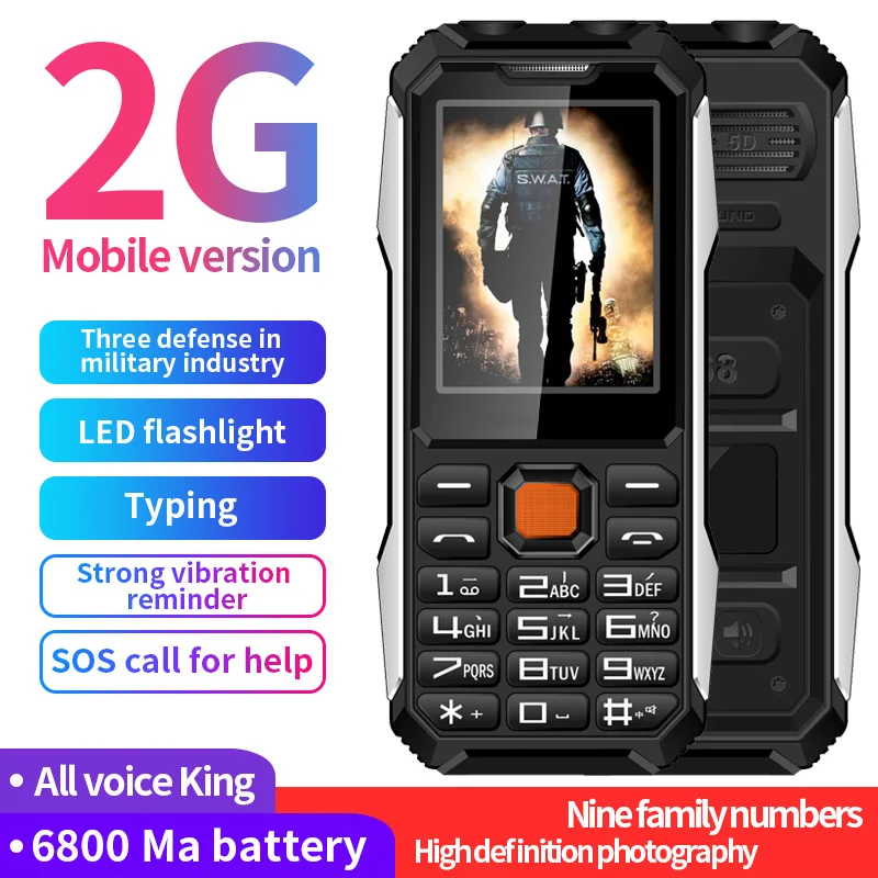 Rugged Mobile Phone A6 Dual Sim 2.8Inch Shockproof Big Font Loud Voice Strong Vibration Ultra-Thin Old Man Cellphone Flashlight
Rugged Mobile Phone A6 Dual Sim 2.8Inch Shockproof Big Font Loud Voice Strong Vibration Ultra-Thin Old Man Cellphone Flashlight