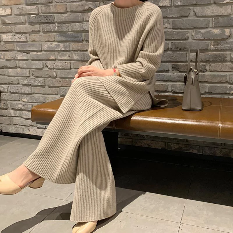 Pieces Sweater Jogging Women Leg Knitted Split and Pants Pullover Tracksuit Winter Wear Wide Sets Autumn Home 2 Suits O-Neck
Pieces Sweater Jogging Women Leg Knitted Split and Pants Pullover Tracksuit Winter Wear Wide Sets Autumn Home 2 Suits O-Neck