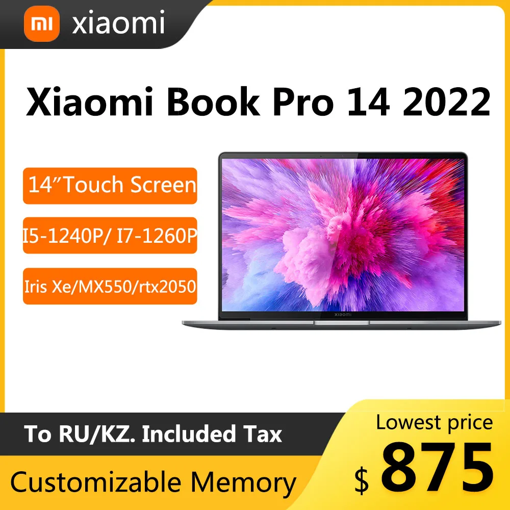 2022 Xiaomi Book Pro 14 Laptop 14 inch 2.8K 90Hz OLED TouchScreen Netbook i5-1240P i7-1260P 16GB 512GB GeForce RTX2050 Notebook
2022 Xiaomi Book Pro 14 Laptop 14 inch 2.8K 90Hz OLED TouchScreen Netbook i5-1240P i7-1260P 16GB 512GB GeForce RTX2050 Notebook