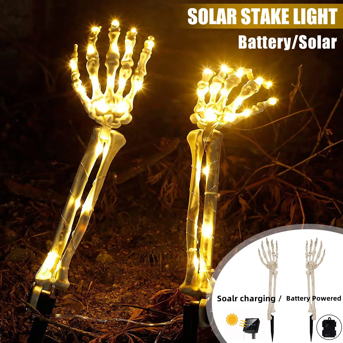 2pcs Skeleton Hand Solar Light Outdoor Lighted Skeleton Arm Stakes Solar Glowing Skull Hands Halloween Decor Garden Lawn Lamp
2pcs Skeleton Hand Solar Light Outdoor Lighted Skeleton Arm Stakes Solar Glowing Skull Hands Halloween Decor Garden Lawn Lamp