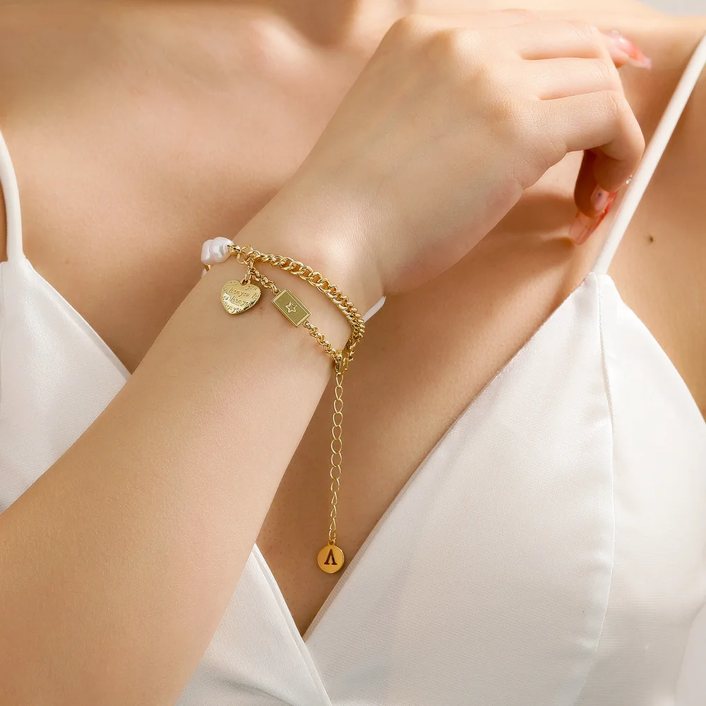 2022 New Love Letter Star Pendant Bracelet Single Layer String Pearl Double Chain Bracelet Ladies Birthday Gift Party Jewelry 
2022 New Love Letter Star Pendant Bracelet Single Layer String Pearl Double Chain Bracelet Ladies Birthday Gift Party Jewelry