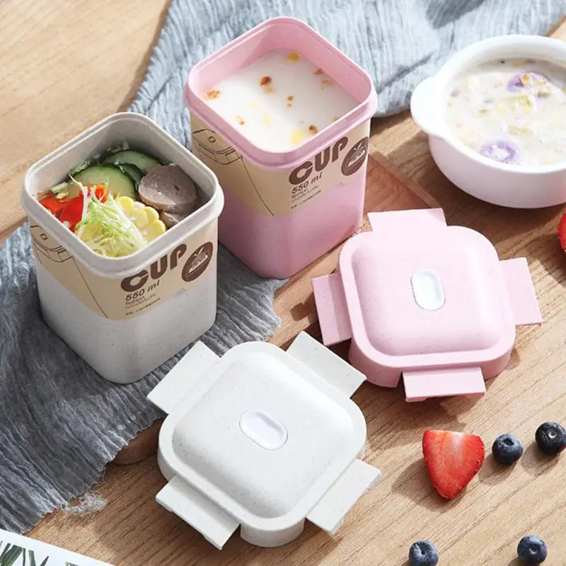 A Cup Of Multi-use Food Container Portable Lunch Box Multifunction Sealed Snack Cup Square Sealed Soup Cup With Lid Oatmeal Cup 
A Cup Of Multi-use Food Container Portable Lunch Box Multifunction Sealed Snack Cup Square Sealed Soup Cup With Lid Oatmeal Cup