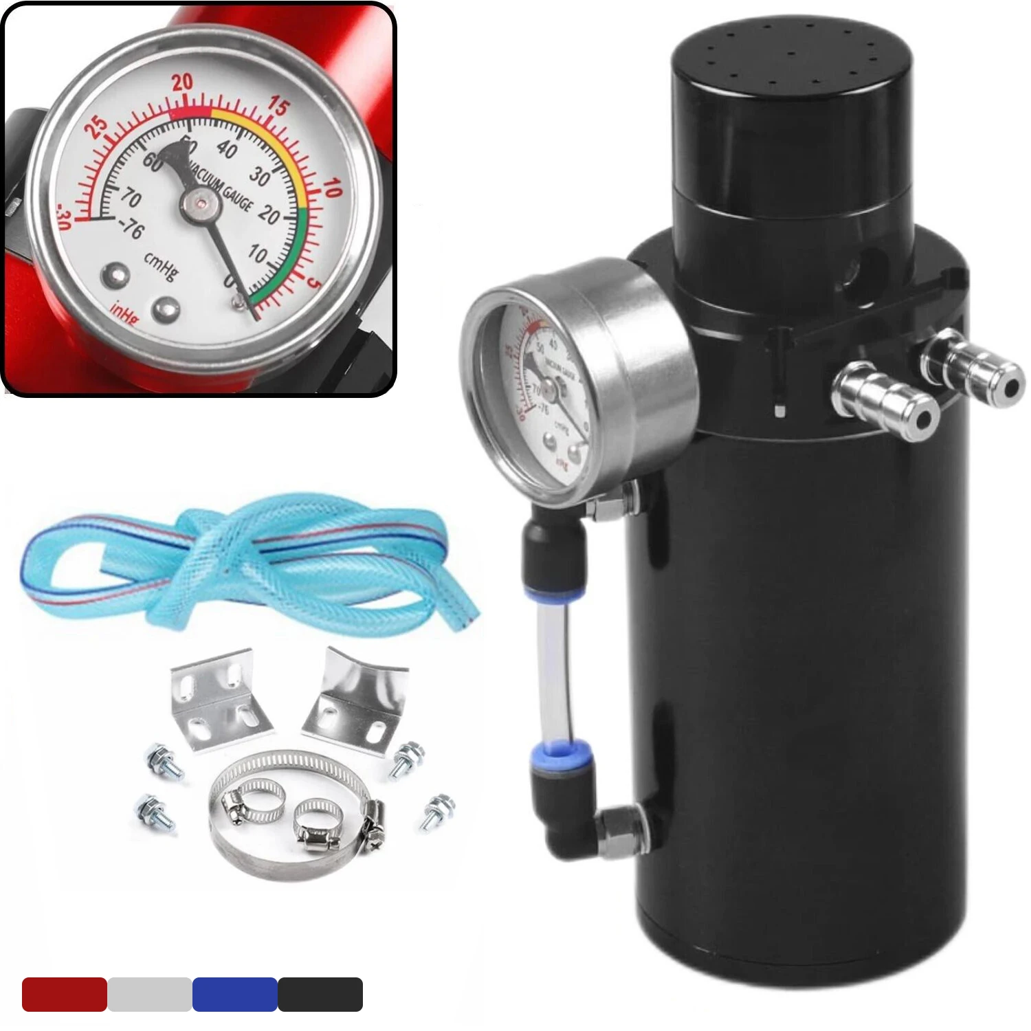 Сине-красный, серебристо-черный алюминиевый маслоуловитель двигателя, резервуар для отпуска масла, баночка + вакуумный манометр + шланг
Сине-красный, серебристо-черный алюминиевый маслоуловитель двигателя, резервуар для отпуска масла, баночка + вакуумный манометр + шланг