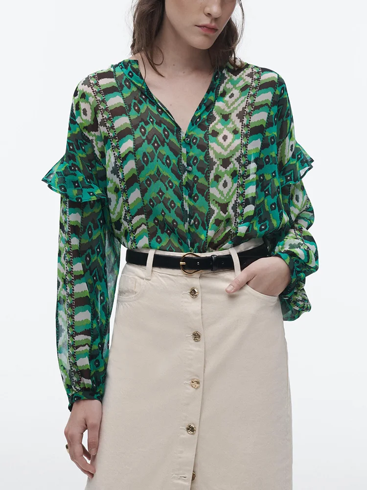 Blouses For Women 2023 Fashion V Neck Button Up Vintage Print Blouse Top Spring Ruffle Trim Long Sleeve Loose Chiffon Blouse
Blouses For Women 2023 Fashion V Neck Button Up Vintage Print Blouse Top Spring Ruffle Trim Long Sleeve Loose Chiffon Blouse