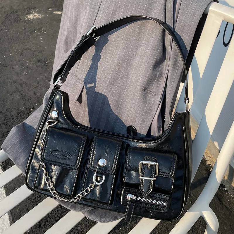 2022 new punk style women's shoulder bag Spice Girl Street armpit bag luxury high-quality leather bag A for women
2022 new punk style women's shoulder bag Spice Girl Street armpit bag luxury high-quality leather bag A for women