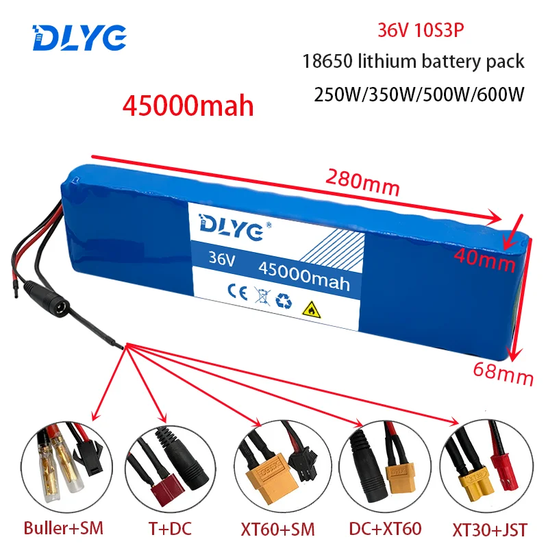10S3P 36V 45ah 18650 600W Lithium Ion Battery for Bicycle, Scooter, Motorcycle and Electric Scooter Wheelchair BMS 42V Charger
10S3P 36V 45ah 18650 600W Lithium Ion Battery for Bicycle, Scooter, Motorcycle and Electric Scooter Wheelchair BMS 42V Charger
