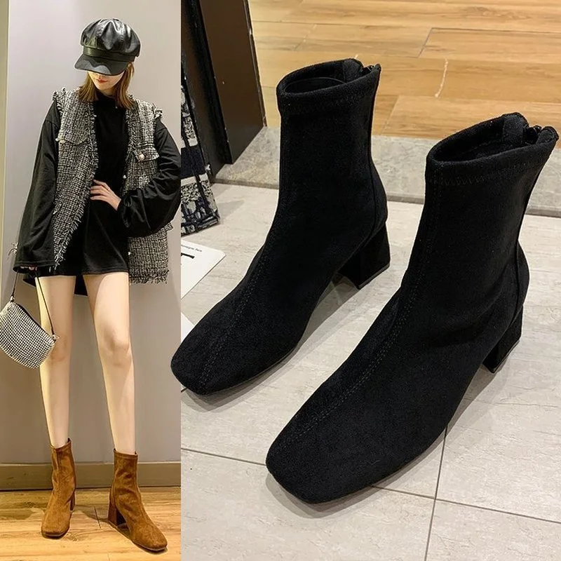 2021 Fall Winter New Black Khaki Women's Shoes Solid Color High Heels Women's Ankle Boots Fashion Square Zapatillas Mujer 
2021 Fall Winter New Black Khaki Women's Shoes Solid Color High Heels Women's Ankle Boots Fashion Square Zapatillas Mujer