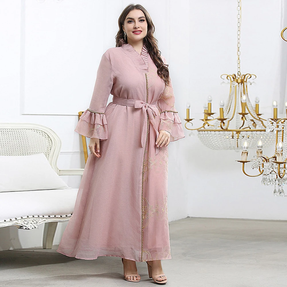 Women Plus Size Temperament Large Swing Pink Long Women's Dress Large Long Sleeve Long Skirt V-neck Dress L-4XL
Women Plus Size Temperament Large Swing Pink Long Women's Dress Large Long Sleeve Long Skirt V-neck Dress L-4XL