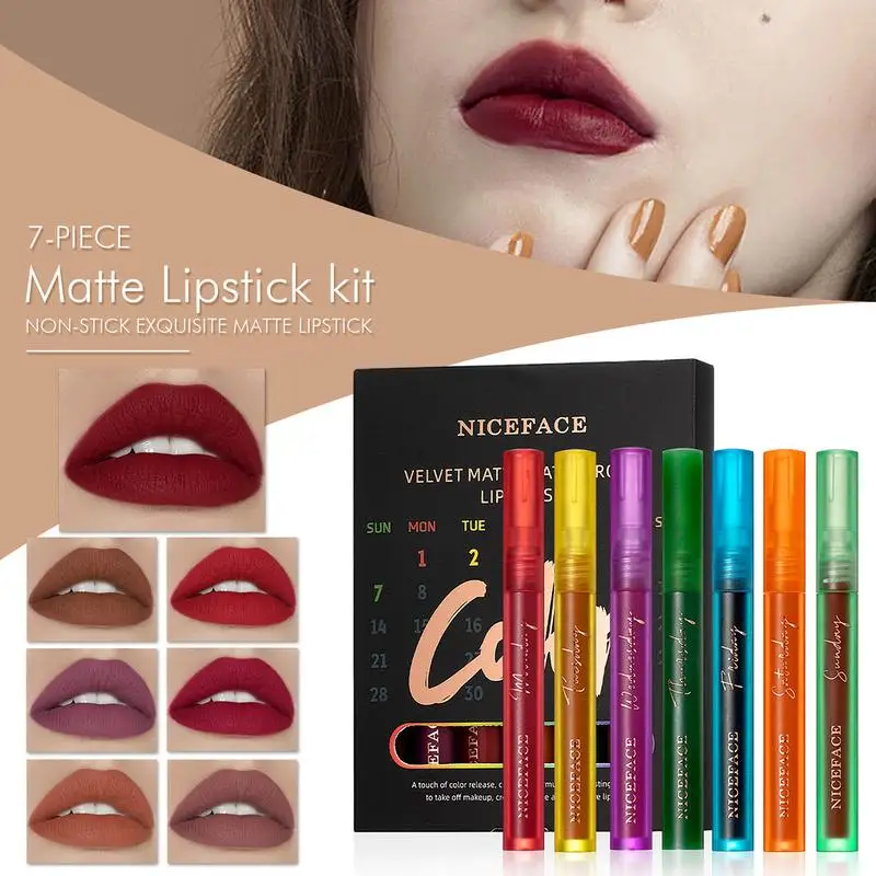 7 Colors/Set Fashion Lip Gloss Sets Natural Moisturize Waterproof Velvet Liquid Lipstick Exquisite Lip Makeup
7 Colors/Set Fashion Lip Gloss Sets Natural Moisturize Waterproof Velvet Liquid Lipstick Exquisite Lip Makeup