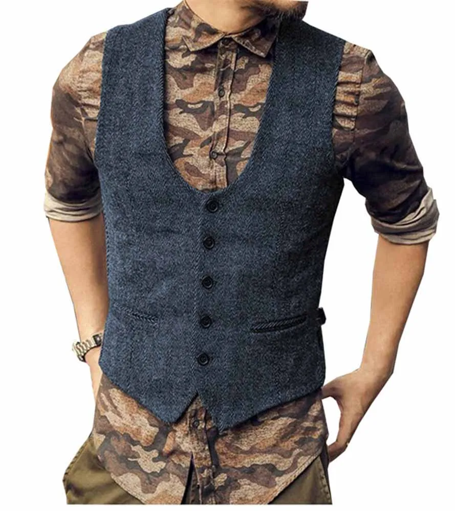 Men's Suit Vest Low Neck Wedding Groom Tuxedo Vest Tweed Herringbone Vests for Men Steampunk Waistcoat
Men's Suit Vest Low Neck Wedding Groom Tuxedo Vest Tweed Herringbone Vests for Men Steampunk Waistcoat