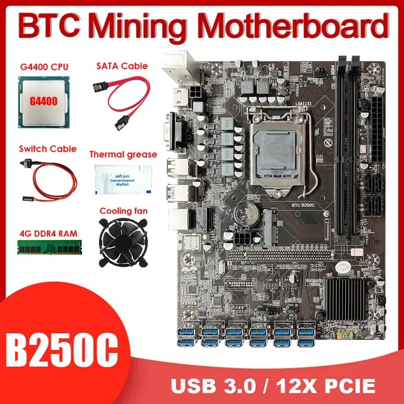 Материнская плата для майнинга B250C 12USB3.0 BTC + процессор G4400 + вентилятор + 4G DDR4 ОЗУ + линия переключения + кабель SATA + термопаста LGA1151 DDR4 MSATA
Материнская плата для майнинга B250C 12USB3.0 BTC + процессор G4400 + вентилятор + 4G DDR4 ОЗУ + линия переключения + кабель SATA + термопаста LGA1151 DDR4 MSATA