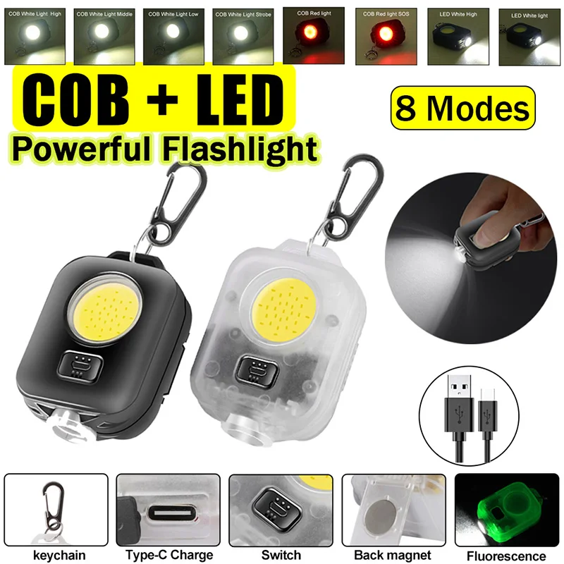1Pcs Mini COB LED Flashlight Keychain Pocket Torch Portable Waterproof 8 Modes Emergency Working Light Keychain for Camping Tent
1Pcs Mini COB LED Flashlight Keychain Pocket Torch Portable Waterproof 8 Modes Emergency Working Light Keychain for Camping Tent