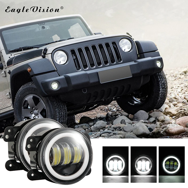 

2PCS 4x4 Round Led Headlights Fog Lights 30W 6000K White Halo Ring Off Road Fog Lamp For Jeep Wrangler JK TJ LJ Grand Cherokee