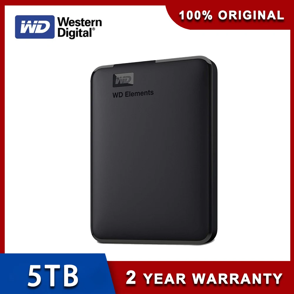 Портативный внешний жесткий диск Western Digital Elements WD 5 ТБ HDD USB 3 0 для настольных ПК
