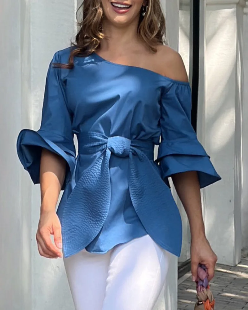 Cold Shoulder Layered Sleeve Top Women Solid Color Fashion Casual Spring Summer Blouse Top Sexy
Cold Shoulder Layered Sleeve Top Women Solid Color Fashion Casual Spring Summer Blouse Top Sexy