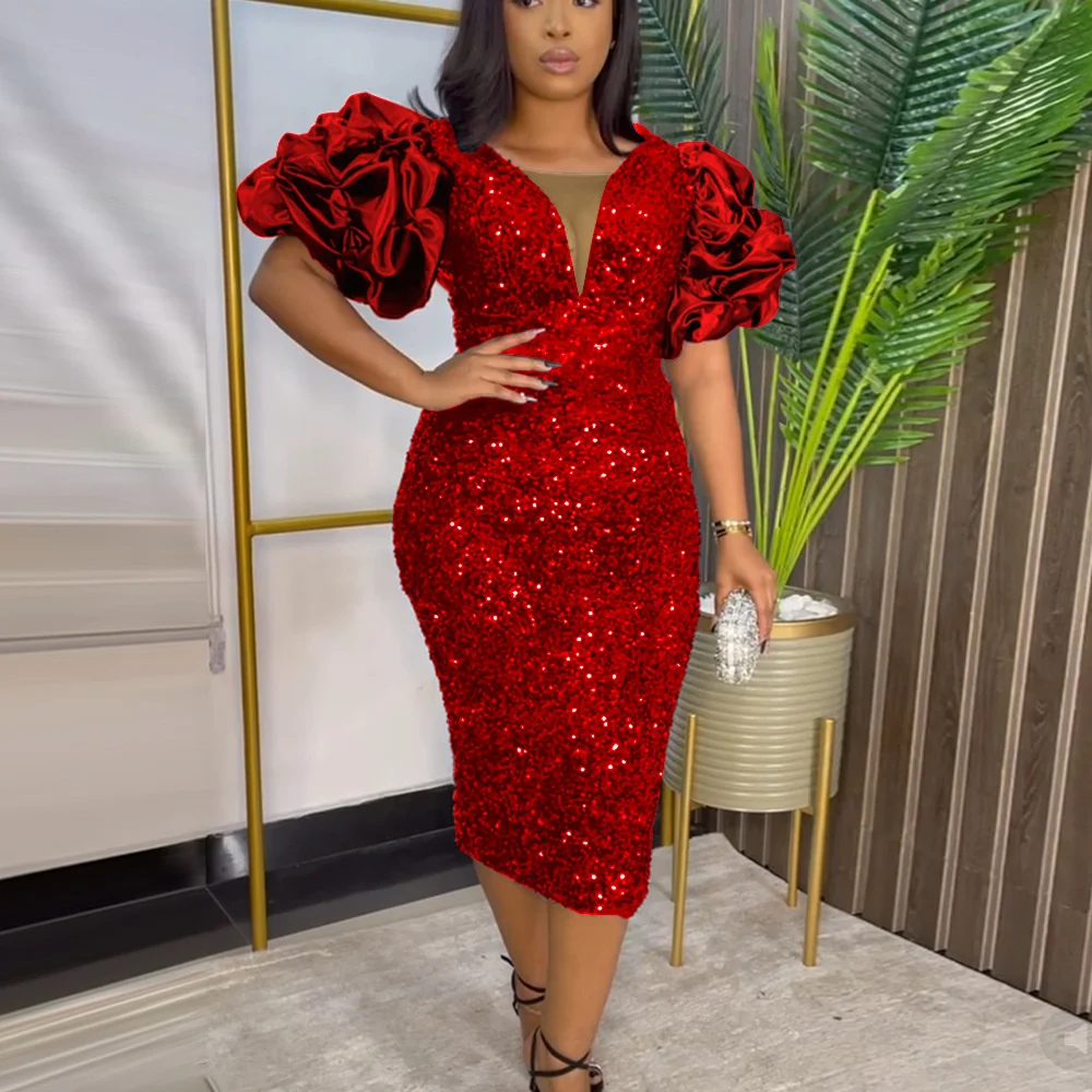 2022 Fashion Christmas Party Evening Sexy Deep V-neck Pile Sleeve Dress High Waist V-back Sequin Ruffle Short Sleeves Dresses
2022 Fashion Christmas Party Evening Sexy Deep V-neck Pile Sleeve Dress High Waist V-back Sequin Ruffle Short Sleeves Dresses