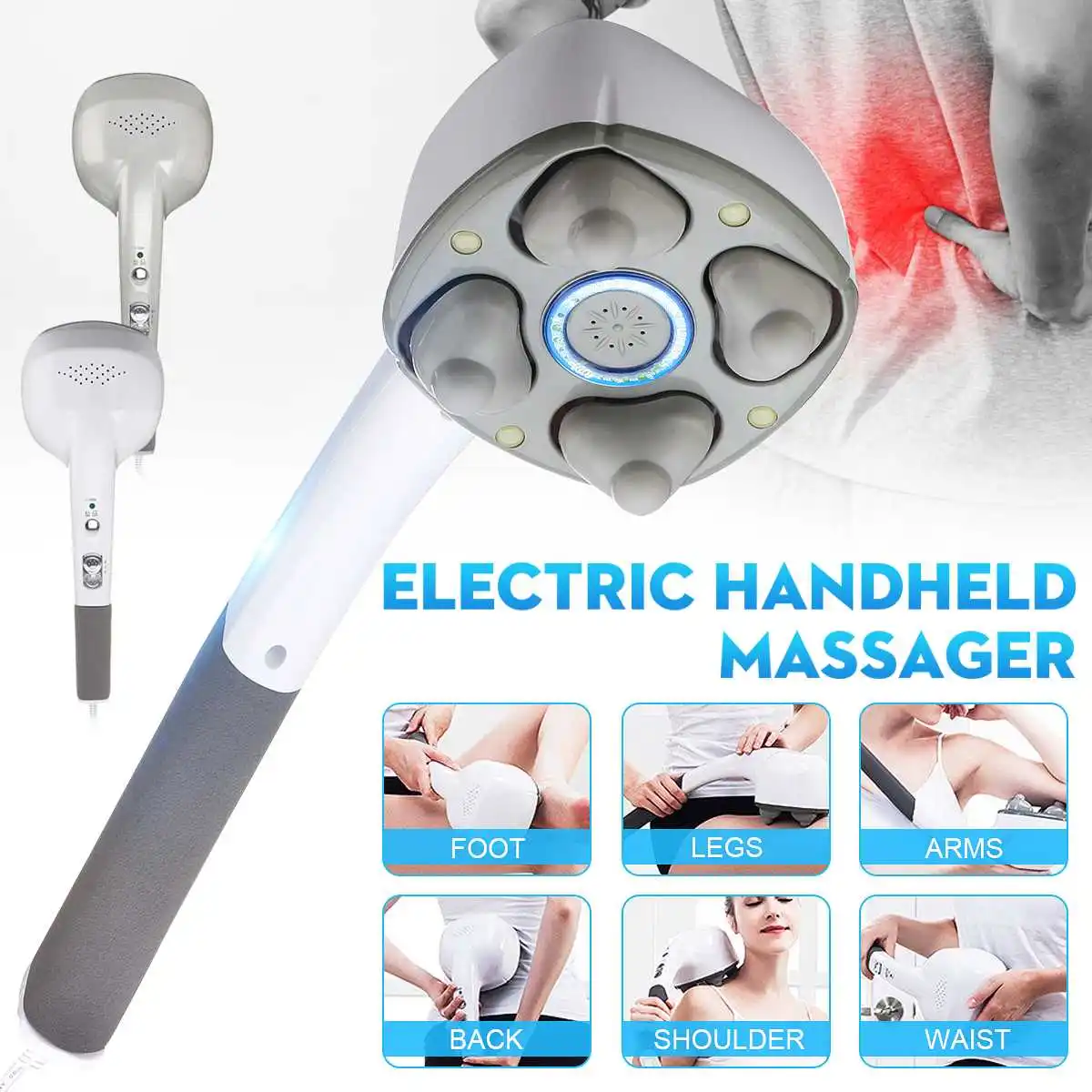Electric Handheld Massager Four Head Machine Full Body Neck Vertebra Back Muscle Relax Vibrating Deep Tissue Massage Health Care
Electric Handheld Massager Four Head Machine Full Body Neck Vertebra Back Muscle Relax Vibrating Deep Tissue Massage Health Care