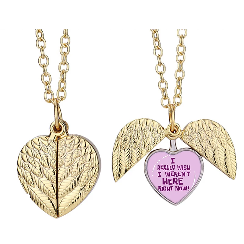 

I Really Wish Weren'T Here Right Now Fla Heart Active Angel Wing Necklace Beautiful Pendant Fashion Jewelry