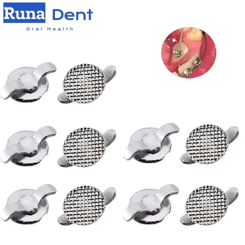 

10Pcs/pack Dental Metal Tongue Side Buckle Orthodontic Lingual Button Bottom Bondable Double Wings Dentistry Materials